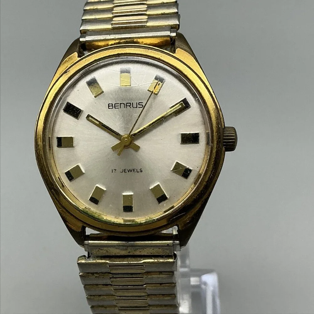 Vintage Benrus Mens Watch 35mm 1940's Manual Wind NON Wokring For Parts